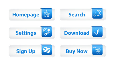 web buttons with blue bookmarks and six icons vector