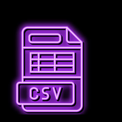 Csv file format document neon glow icon vector