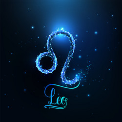 futuristic glowing low polygonal leo zodiac sign vector