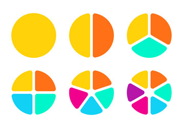 pie chart set with 123456 sections or steps vector