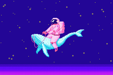 pixel art astronaut spaceman 8 bit objects space vector image