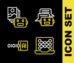 set line chat bot neural network binary code vector image