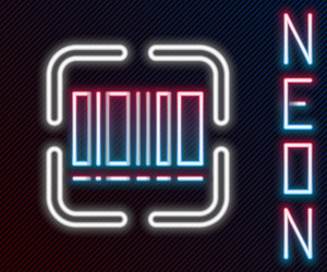 glowing neon line scanner scanning bar code icon vector image