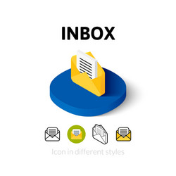 Inbox icon in different style vector