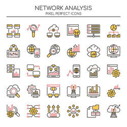 Network analysis thin line and pixel perfect vector