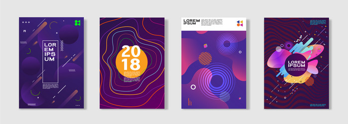 set 4 minimal dynamic template design abstract vector image