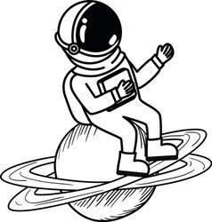 astronaut with spacesuit and planet in white vector