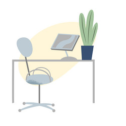 computer desk and chair business office home vector