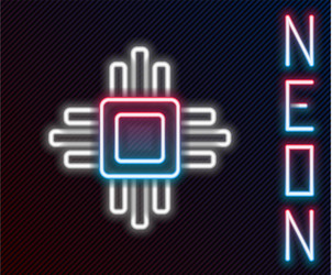 glowing neon line computer processor vector image