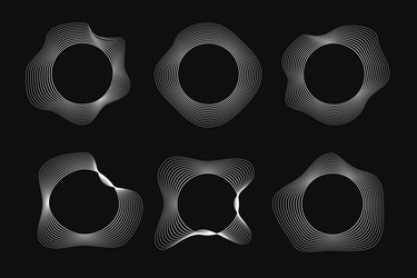 set of round curved frames with dynamic wavy vector image