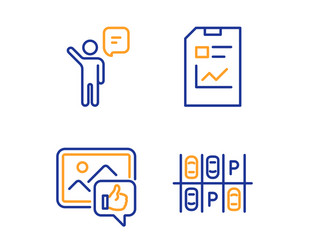 Report document agent and like photo icons set vector