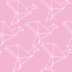 seamless pattern with hand drawn origami birds vector image