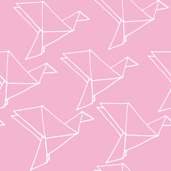 Seamless pattern with hand drawn origami birds vector