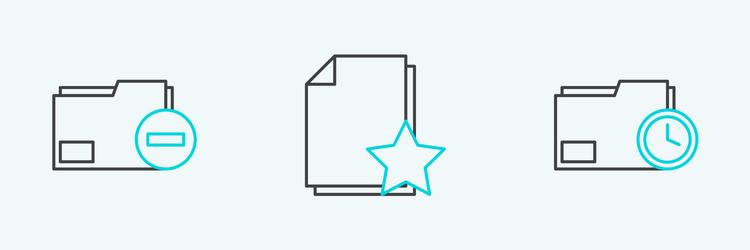 set line document folder with clock minus vector image