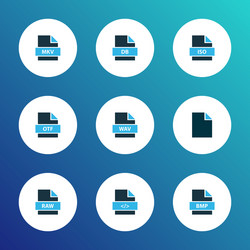 types icons colored set with file mkv bmp vector image