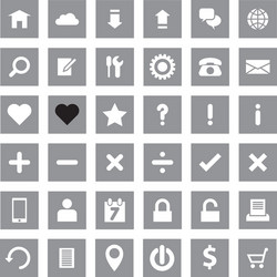web icon set flat style on gray rectangle vector image