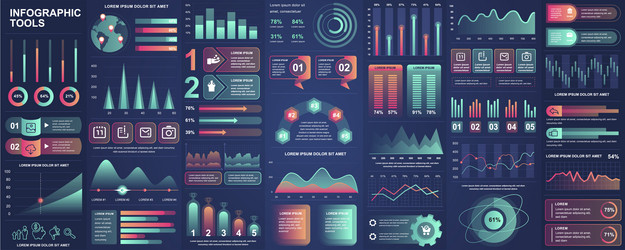 bundle infographic ui ux kit elements with charts vector image