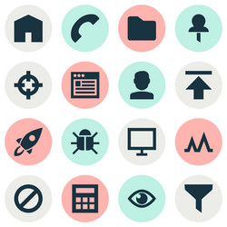 interface icons set with house activity target vector image