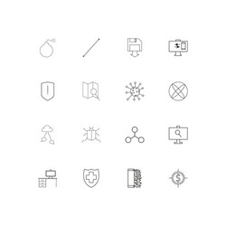 internet security simple linear icons set vector image