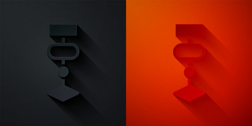 paper cut algorithm icon isolated on black and red vector image