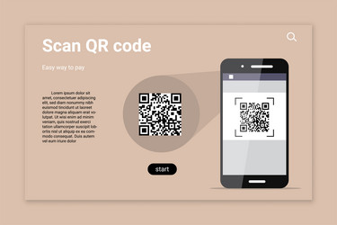 Qr code scan color landing page template vector