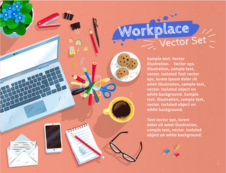 Set of office workplace vector