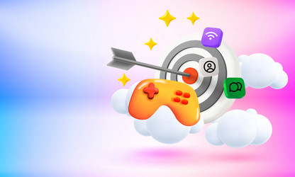 video game concept with darts and gamepad 3d vector image