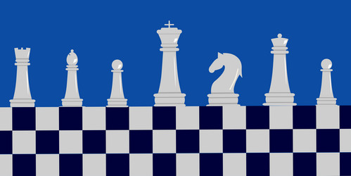 a set of white chess pieces in row vector