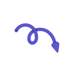 curved bold arrow line with loop twisted pointer vector image