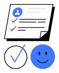 document with checkmarks and happy face vector image