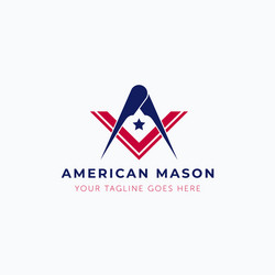 masonry tool with american flag color logo design vector