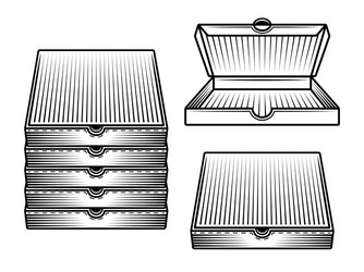 set cardboard boxes for pizza objects vector image