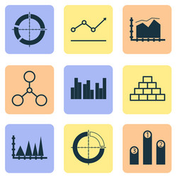 set of graphs diagrams and statistics icons vector image