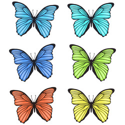 decorative colorful hand drawn butterflies set Vector Image