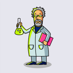 scientist at work with flask cartoon character vector image