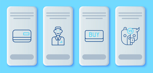 set line trader buy button credit card and bull vector image