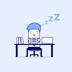 Businessman take a nap at their desks vector