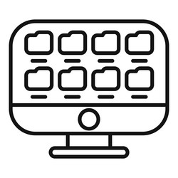 computer screen with file icons line art vector image