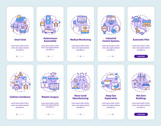 Cyber-physical systems onboarding mobile app page vector