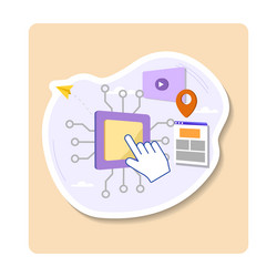 hand pointing at microchip managing video player vector image