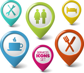 set of round 3d pointers for services vector image