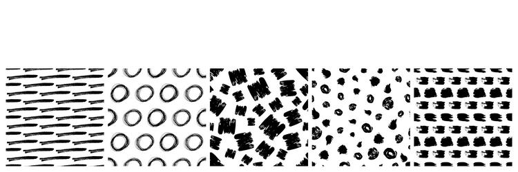set of seamless patterns with scribble smears vector image