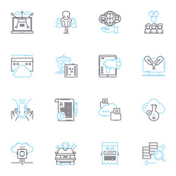 data science linear icons set analytics big vector image
