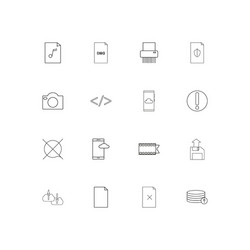 files and folders sign linear thin icons set vector image