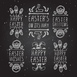 hand-sketched easter typographic elements Vector Image