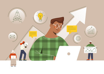 man comes up with startup vector image