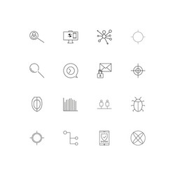 internet security simple linear icons set vector image