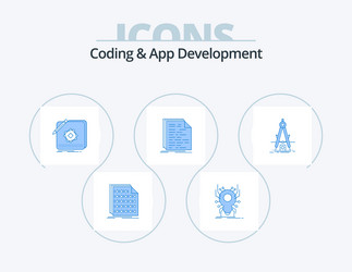coding and app development blue icon pack 5 vector image