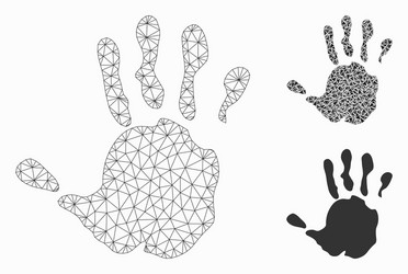 hand print mesh network model and triangle vector image