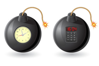 Exploding Bomb with Fuse vector image